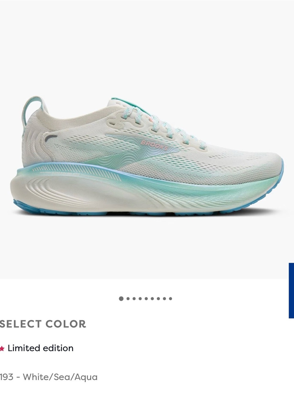 Women’s Brooks Adrenaline GTS 25 white/sea/aqua running shoes